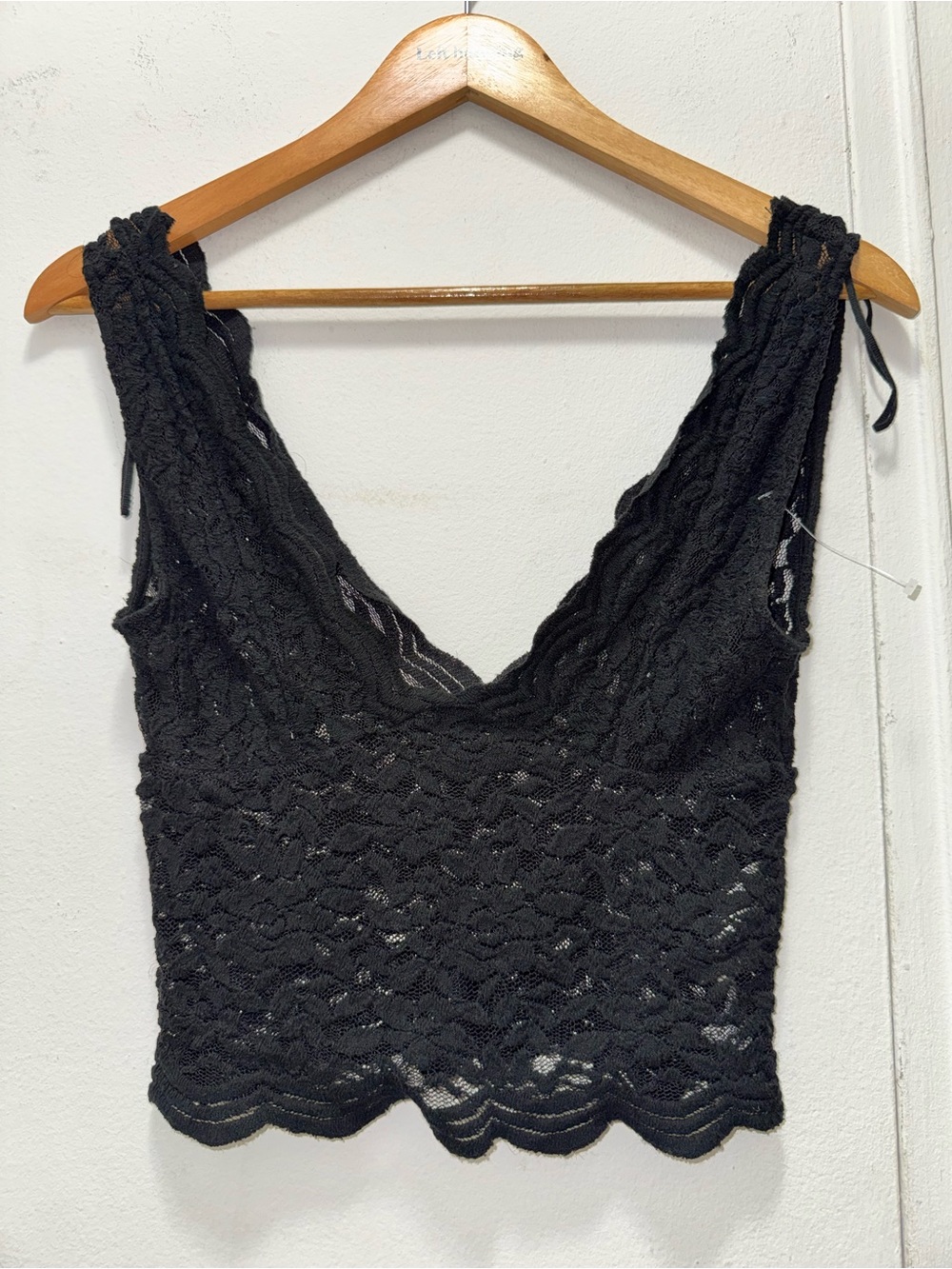 Zara Black Lace V-Neck Cropped Tank Top Small